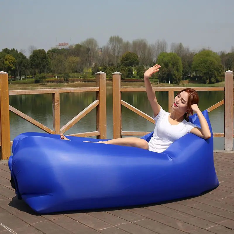 Outdoor Portable Air Sofa Lazy Inflatable Bed Air Mattress Single Person Sleeping Bag Lunch Bed Fast Inflatable Seatings