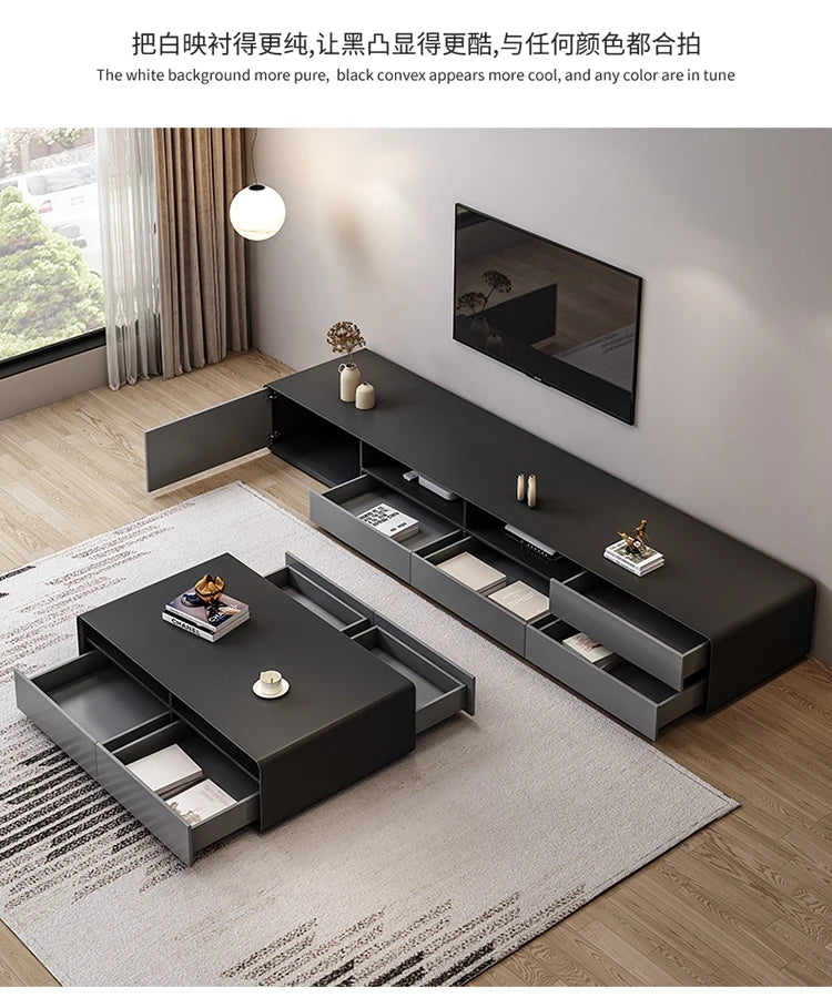HYP Simple TV Cabinet Coffee Table Combination Nordic Set Modern Living Room Floor Cabinet Large and Small Apartment Type