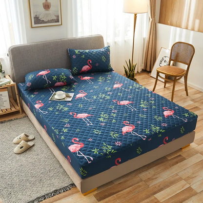 Printing Quilted Cotton Mattress Cover With Zipper Bedspread Mattress Cover Soft King Queen Tatami Bed Dust Cover Customizable