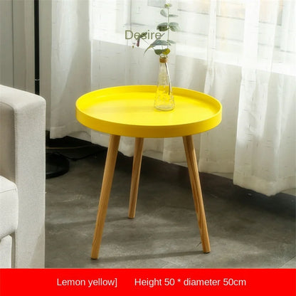 Nordic Furniture Small Coffee Tables Family Modern Balcony Live Room Bedroom Sofa Side Corner Movable Tray Round Table Assembly