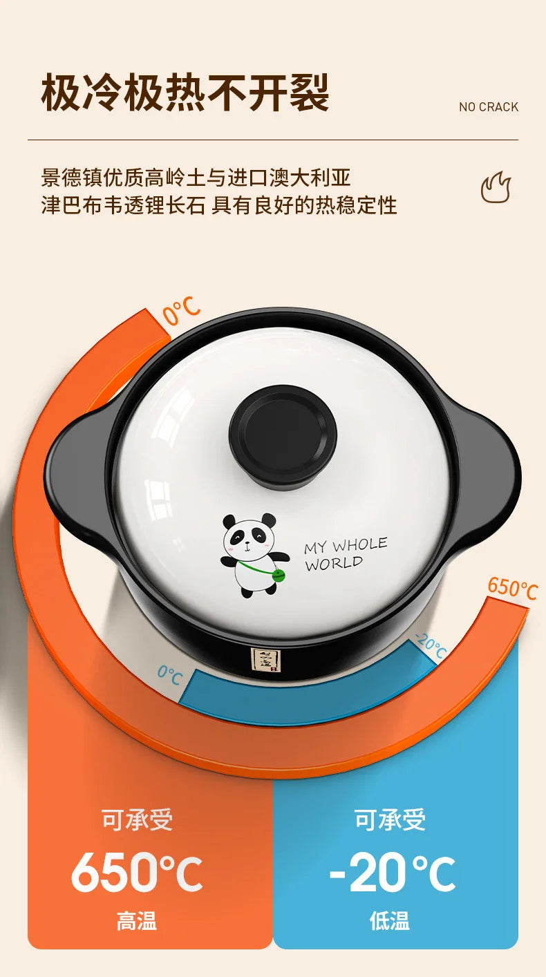 Chinese High Temperature Resistant Household Casserole Cooking Pot Cookware Set Ceramic Hot Pot Food Warmer 1-6L