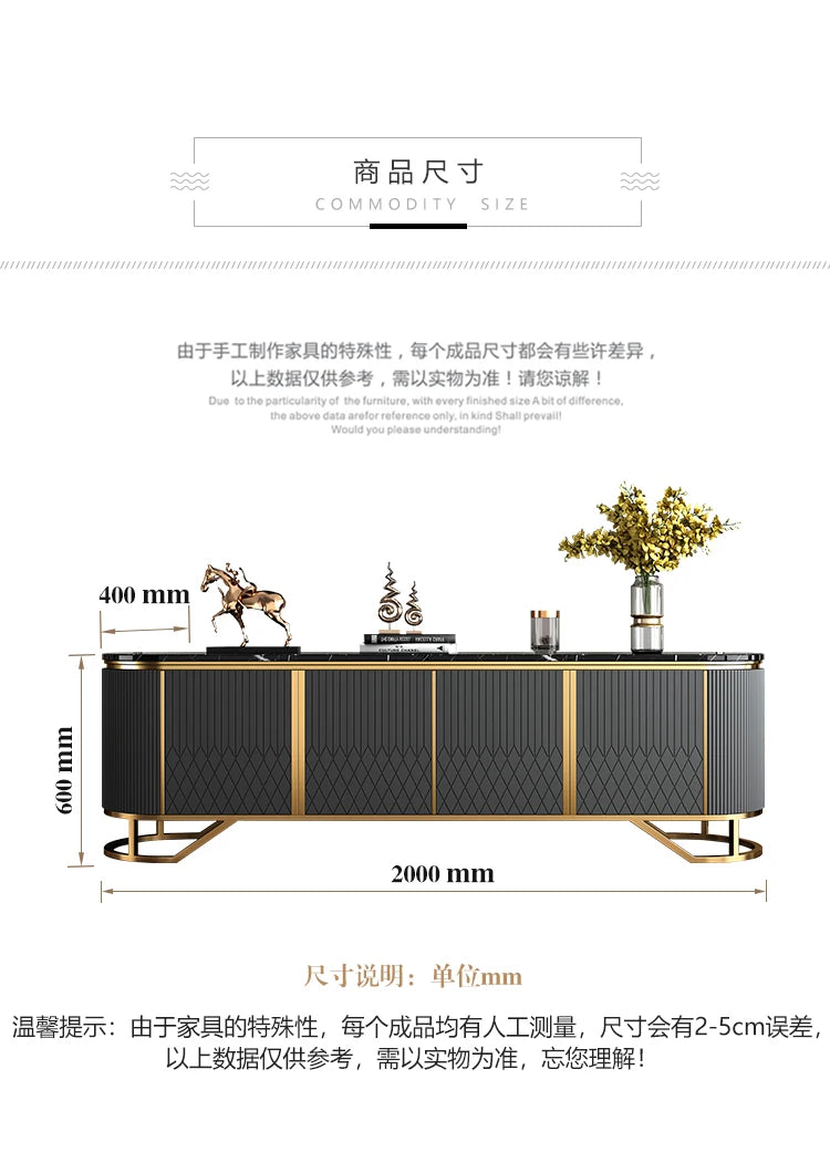 Affordable Luxury Style TV Cabinet and Tea Table Combination Simple Modern Living Room Floor Cabinet Marble