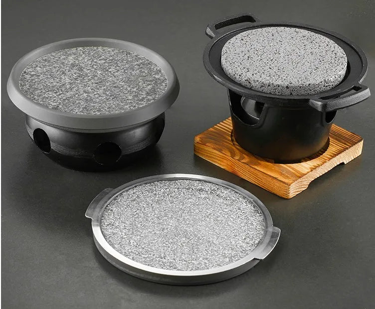 Portable mini barbecue grill table BBQ single stove volcanic stone roast steak pan tea making coffee warm wine stove 080-2B