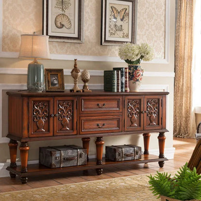 European-Style Solid Wood Console Table American Country Side Cabinet 1.6 M Side View Table Window Side Desk