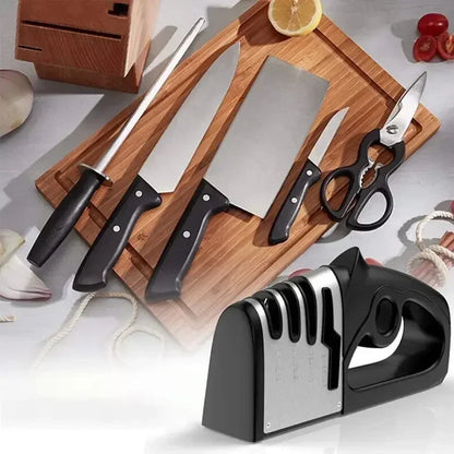 4in1 Multifunctional Sharpening Stone Quick Knife Sharpener Handheld Stainless Steel Blade Kitchen Appliance Kitchen Accessories