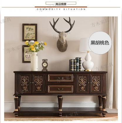 European-Style Solid Wood Console Table American Country Side Cabinet 1.6 M Side View Table Window Side Desk
