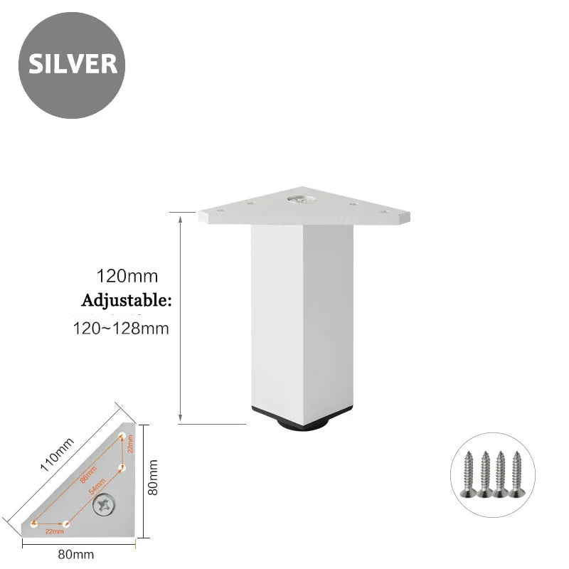 4PCS Furniture Leg Aluminum Triangular Square Sofa Leg with Screw Thickening Metal Furniture Feet Bathroom Cabinet Coffee Table