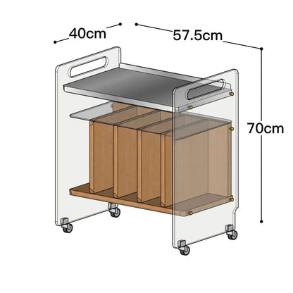 Medieval vinyl record cabinet, solid wood movable side cabinet, small unit, modern magazine cabinet, living room cart