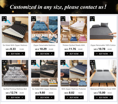 Cotton Thicken Quilted Mattress Cover Anti-bacterial Mattress Protector Topper Pad Soft Fitted Sheet Not Including Pillowcase