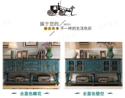 European-Style Solid Wood Console Table American Country Side Cabinet 1.6 M Side View Table Window Side Desk