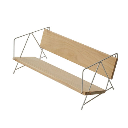 Iron Solid Wood Small Bookshelf Desktop Book Simple Storage Shelf Office Desk Shelf