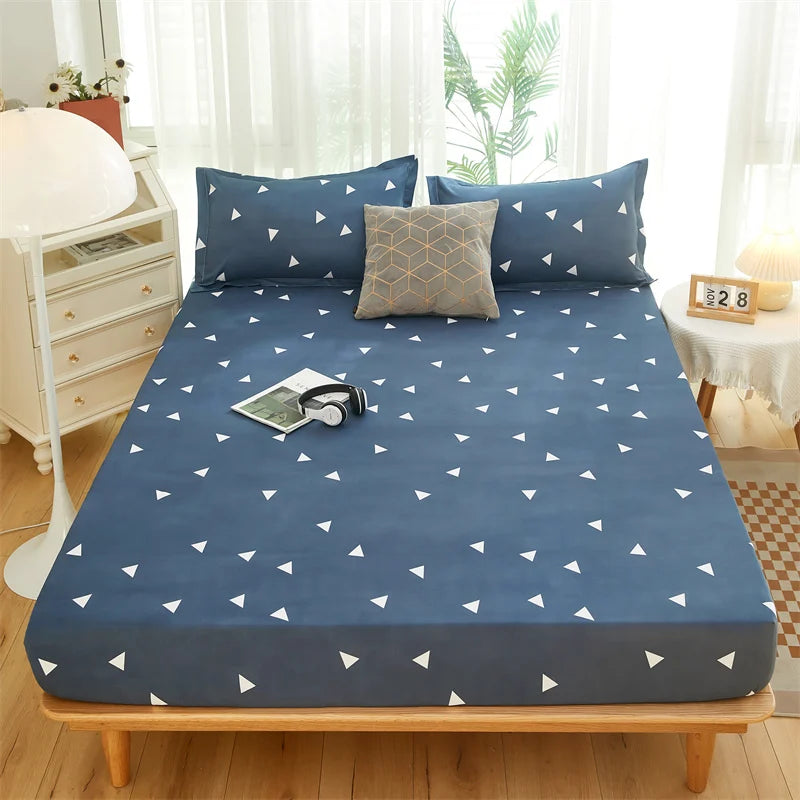 Solstice Home Textile Girl Kid Teen Bedding Fitted Sheet Flower Blue Cartoon Smiley Face 1Pcs Boy Bed Mattress Cover Double Bed