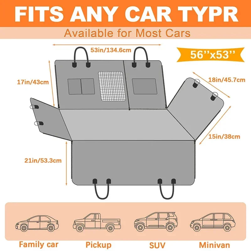 Benepaw-Dog Car Seat Cover, Waterproof Mesh Window Pet Vehicle Hammock, Scratchproof, Nonslip Puppy Backseat Cover for Trucks SU