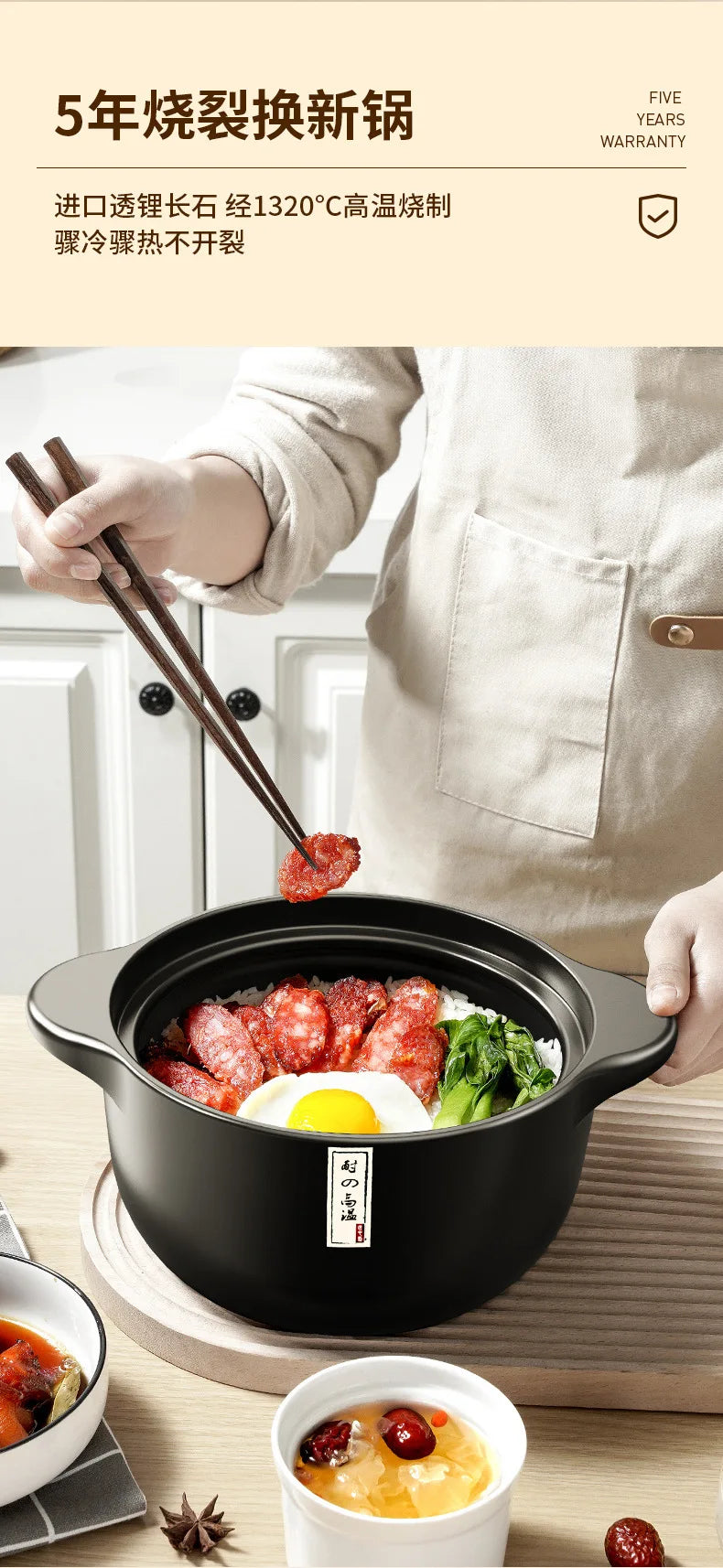 Chinese High Temperature Resistant Household Casserole Cooking Pot Cookware Set Ceramic Hot Pot Food Warmer 1-6L