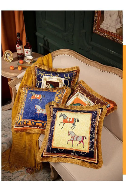 Luxury Pillow Case Horse Pattern Double Sided Velvet Hug Pillowcase Sofa Office Living Room Car Decoration Cushion Cover 45*45cm