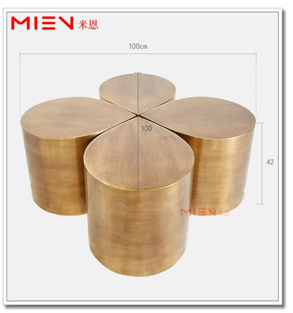 Fresh Four-Leaf Clover Tea Table Tear Drop Coffee Table Brushed Bronze Craft Adler Shaped Sofa Side Table