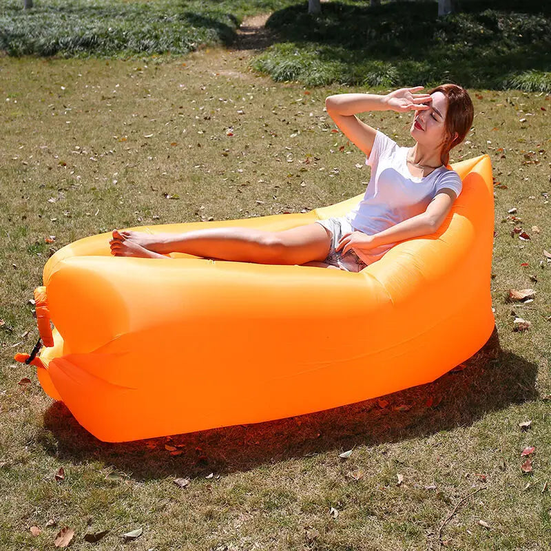Outdoor Portable Air Sofa Lazy Inflatable Bed Air Mattress Single Person Sleeping Bag Lunch Bed Fast Inflatable Seatings