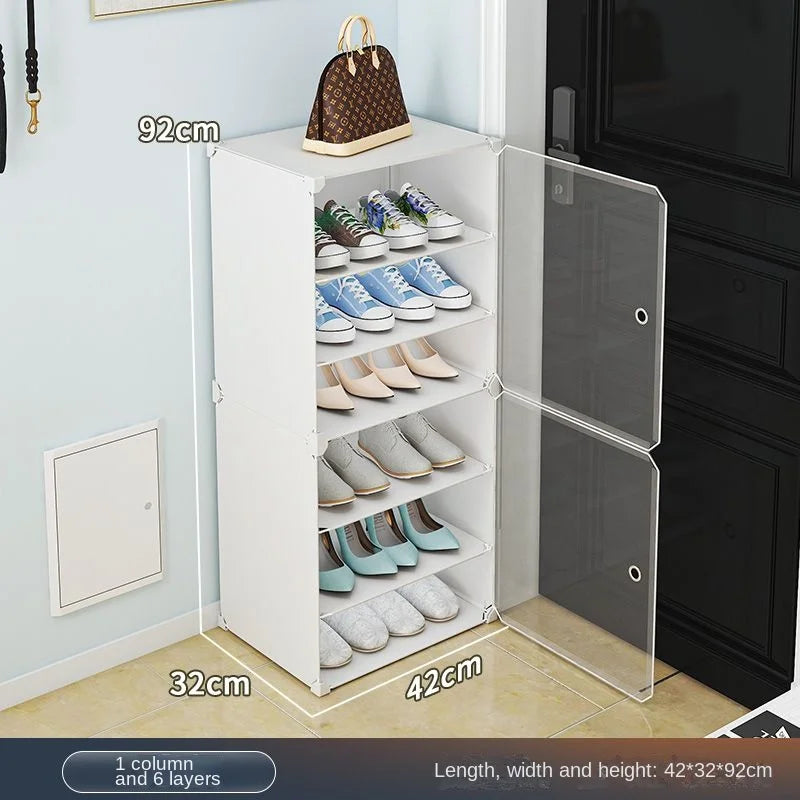 Small-Scale Foldable Cabinets For Home Living Room Multilayer Large Space Shelf Student Dormitory Dust Proof Shoe Storage Rack