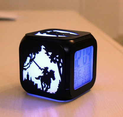 Wood Creative 3D Stereo Little Alarm Clock Led Small Night Lamp Electronic Clock Antair Nightstand Bedroom Student Clock Digital