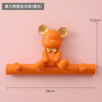 Cartoon Bear Hook Porch Key Hook Clothes Rack Wall Coat Keychain Bathroom Accessories Holder Hook Hat Clothes Display Stands
