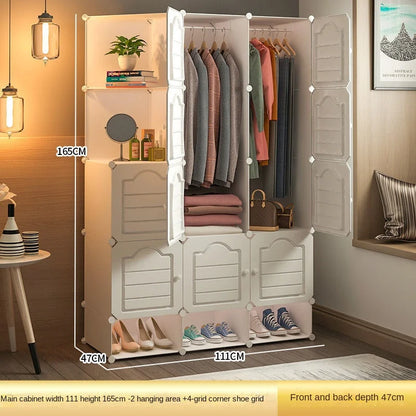 Household Bedroom Dustproof Clothes Cabinets Plastic Collapsible Durable Storage Rack Of Foldable Simplicity Wardrobe Furniture