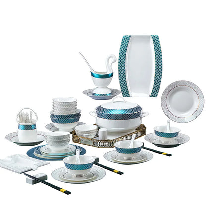 Jingdezhen dish set European style bowls and chopsticks bone china tableware gift bone china tableware