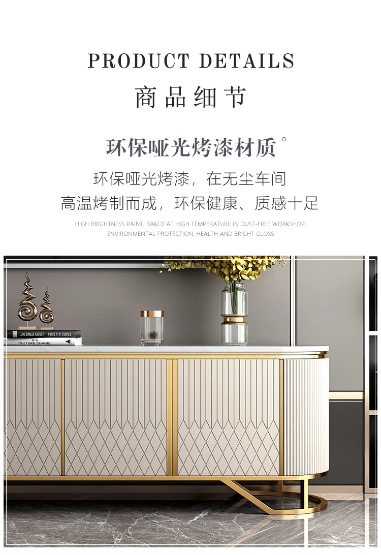 Affordable Luxury Style TV Cabinet and Tea Table Combination Simple Modern Living Room Floor Cabinet Marble