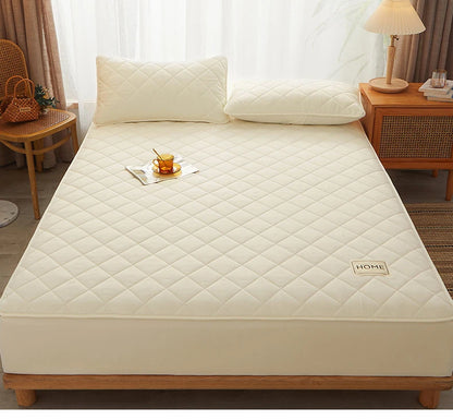 Cotton Thicken Quilted Mattress Cover Anti-bacterial Mattress Protector Topper Pad Soft Fitted Sheet Not Including Pillowcase
