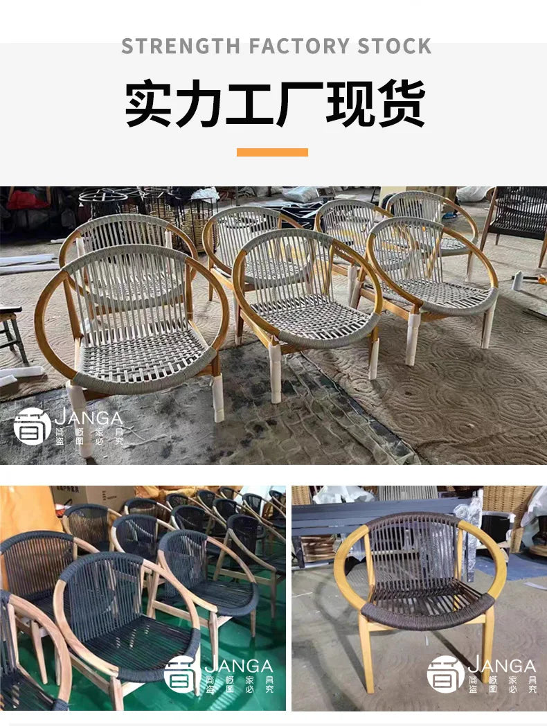 Garden 3 Piece Woven Rope Patio Furniture Set with Cushions, All Weather Patio Conversation Bistro Set Outdoor Table and Chairs