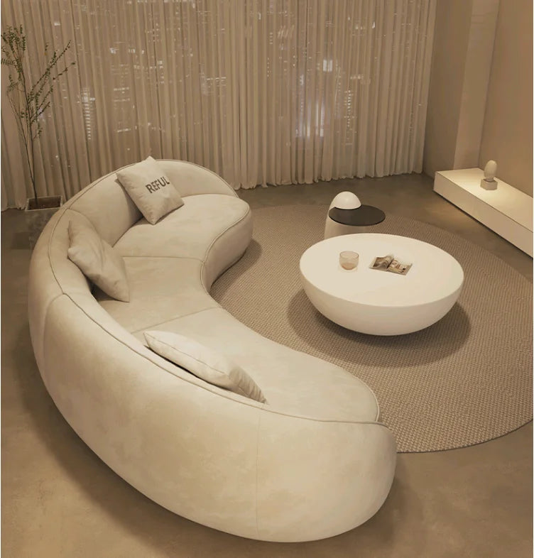 yj Sili Style Living Room Modern Light Luxury Italian Minimalist Shaped Curved Lambswool Fabric Sofa