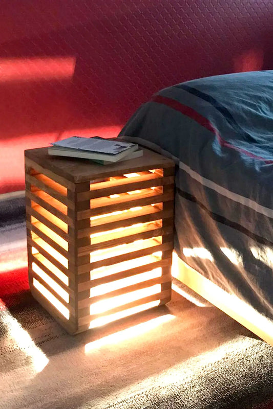 Wooden Illuminated Nightstand, decorative home furnishings bedroom lighting elegant coffee table bedside lamp