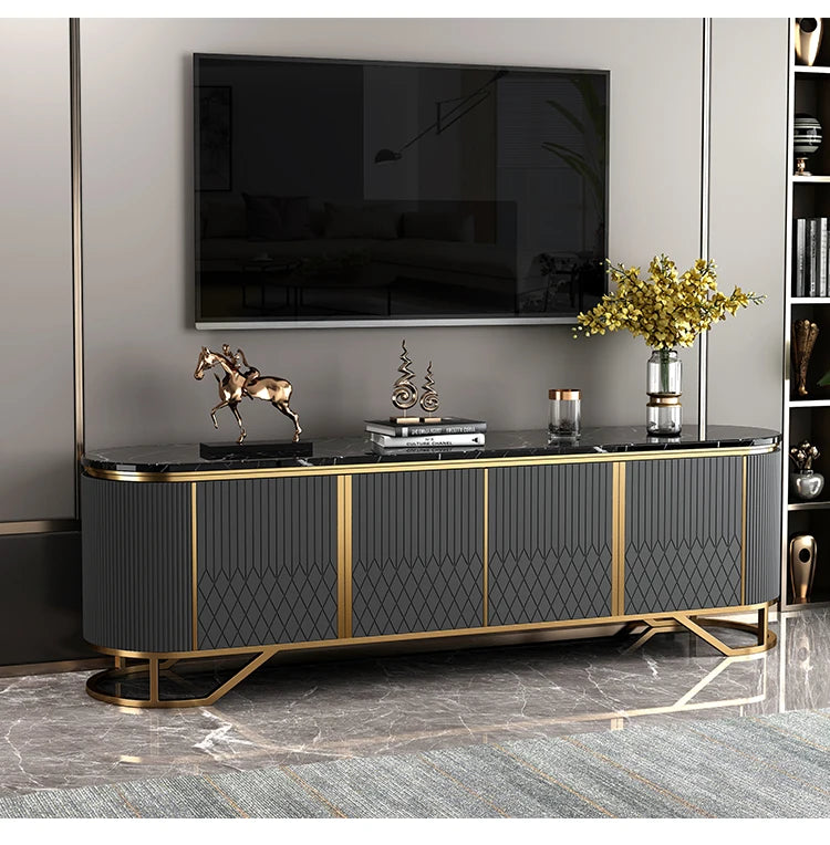 Affordable Luxury Style TV Cabinet and Tea Table Combination Simple Modern Living Room Floor Cabinet Marble
