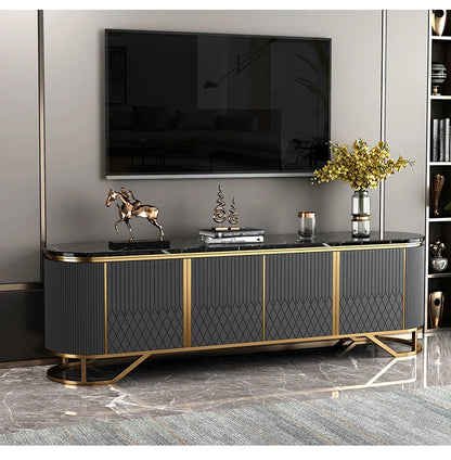 Affordable Luxury Style TV Cabinet and Tea Table Combination Simple Modern Living Room Floor Cabinet Marble
