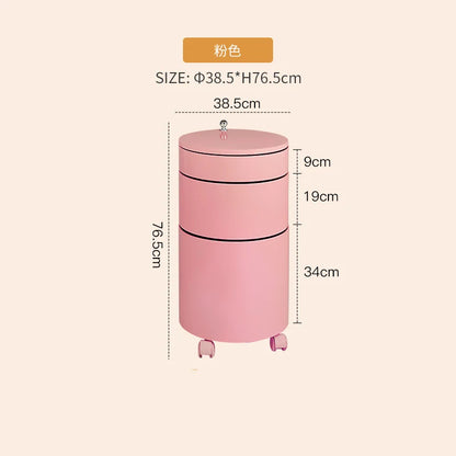 Nordic Furniture, Creative Nightstands, Bedroom Cabinets, Bedside Tables, multifunctional Locker Cart,Round Revolving Side Table