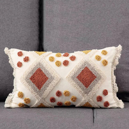 Boho Style Cushion cover Ivory Burt Orang Decoration Pillow Cover 45x45cm/30x50cm Tufted for Living room Bedroom Sofa Bed Couch