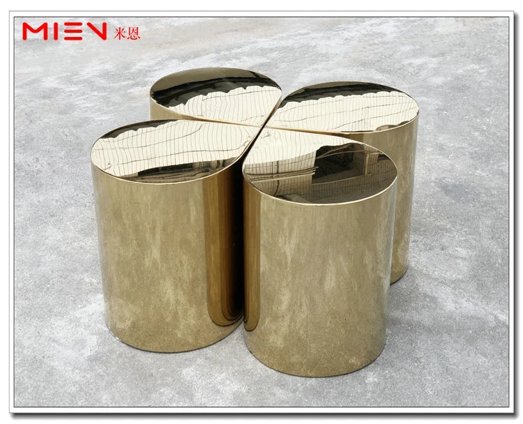 Fresh Four-Leaf Clover Tea Table Tear Drop Coffee Table Brushed Bronze Craft Adler Shaped Sofa Side Table