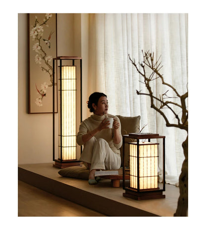 zq Desk lamp, Japanese living room, retro floor lamp, Zen tea room, study, home stay restaurant, landscape lamp