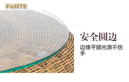Outdoor rattan sofa combination rattan woven table and chair three piece set of leisure circular sofa furniture
