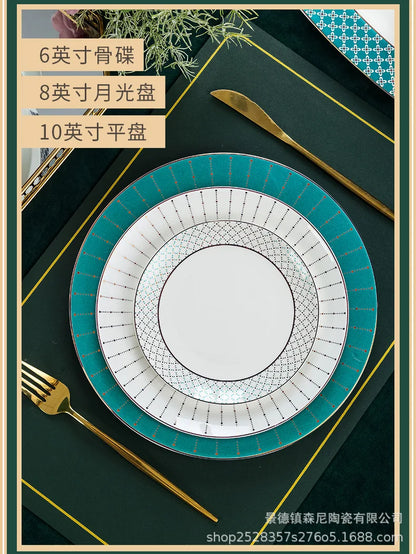 Jingdezhen dish set European style bowls and chopsticks bone china tableware gift bone china tableware