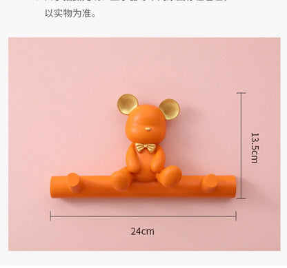 Cartoon Bear Hook Porch Key Hook Clothes Rack Wall Coat Keychain Bathroom Accessories Holder Hook Hat Clothes Display Stands