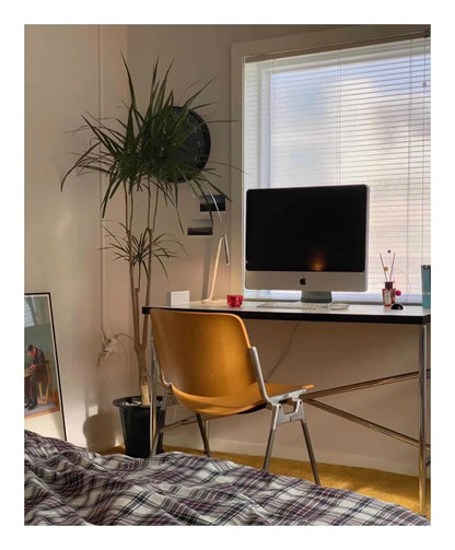 DPstudio vintage simple desk, stainless steel rectangular dining table, blogger, same conference table Bauhaus