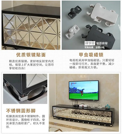 Creative fashion mirror TV cabinet Glass TV cabinet simple neo-classical post-modern mirror furniture