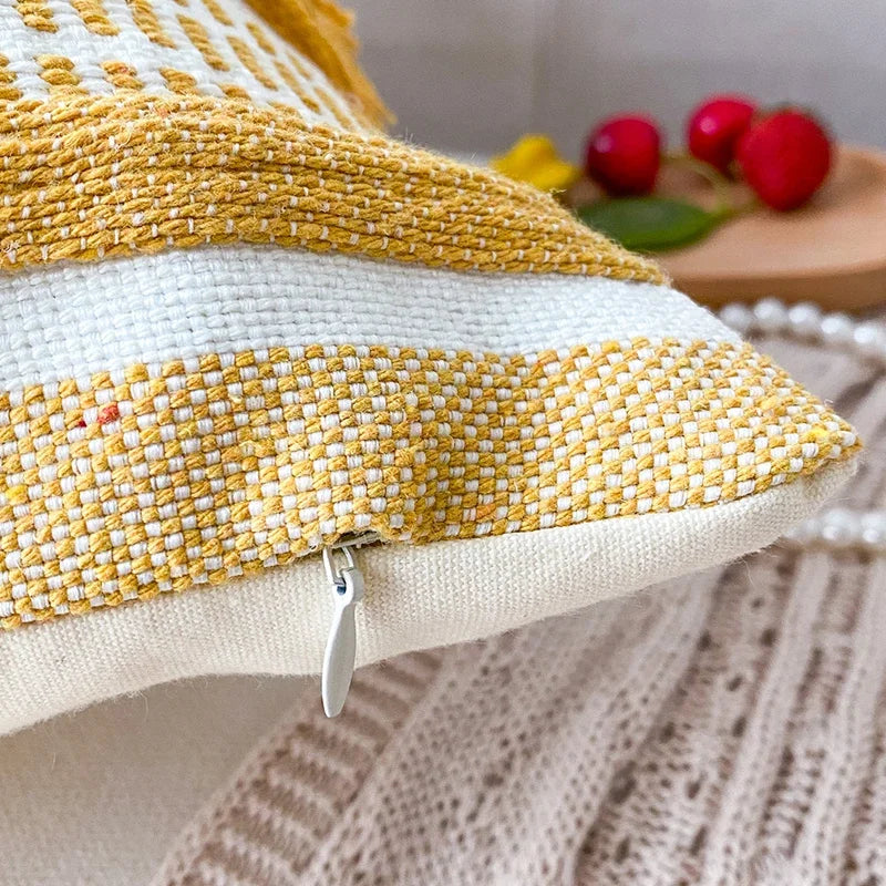 Home Decor Cushion Cover Throw Pillow Cover Yellow Grey Coffee Pink Boho Style Tassels for Living Room Bed Room 45x45cm/30x50cm