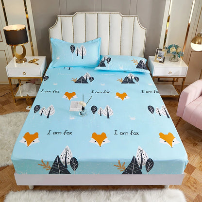 1pc 100% polyester printing bed mattress set with four corners and elastic band sheets hot sale(pillowcases need order)