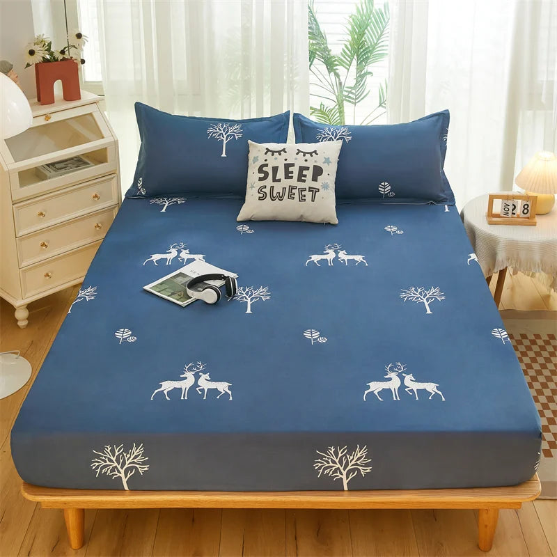 Yaapeet Home Textile Cartoon Blue Whale Bedding Fitted Sheet King Queen Single Size Boy Girl Kid Bed Mattress Cover Protector