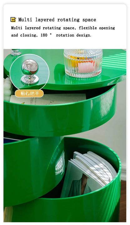 Nordic Furniture, Creative Nightstands, Bedroom Cabinets, Bedside Tables, multifunctional Locker Cart,Round Revolving Side Table