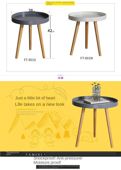 Nordic Furniture Small Coffee Tables Family Modern Balcony Live Room Bedroom Sofa Side Corner Movable Tray Round Table Assembly