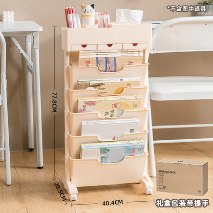 Classroom Desk Storage Shelf Sub-study Movable Large-capacity Bookshelf Children's Room Book Storage Artifact