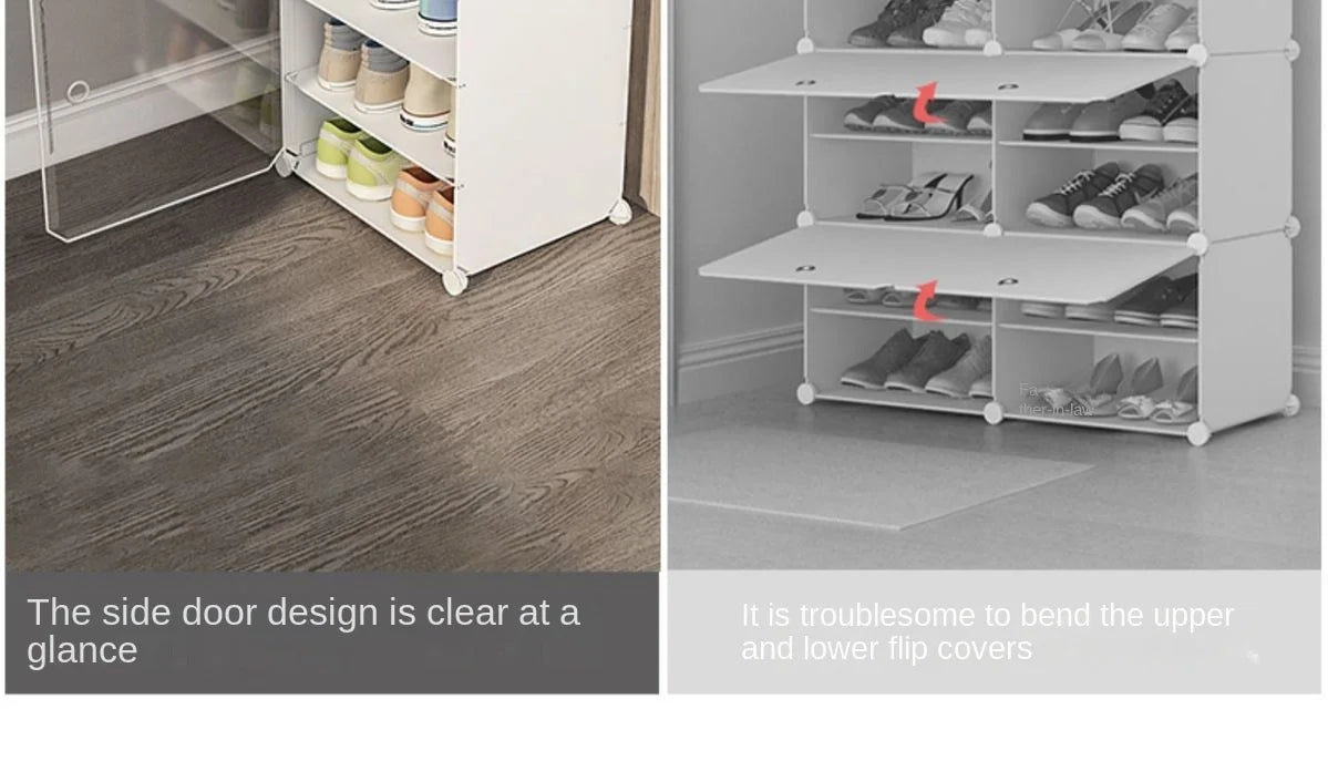 Small-Scale Foldable Cabinets For Home Living Room Multilayer Large Space Shelf Student Dormitory Dust Proof Shoe Storage Rack