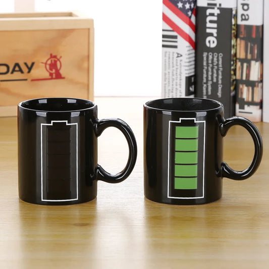 Creative Battery Magic Mug Positive Energy Color Changing Cup Ceramic Discoloration Coffee Tea Milk Mugs Novelty Gifts 12 style